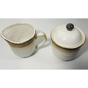 Sango Chromatics Brown Sugar Bowl With Kid And Creamer
